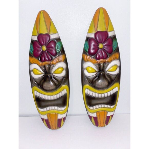 Metal Tiki Signs Set of 2 Outdoor Decor Polynesian Theme - Picture 1 of 4